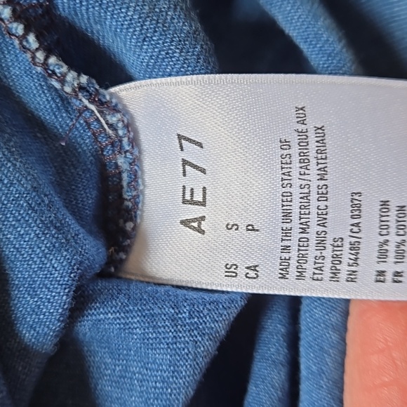 AE77 American Eagle Premium Blue Men's Shirt Small NWT 100% Cotton - Picture 5 of 6